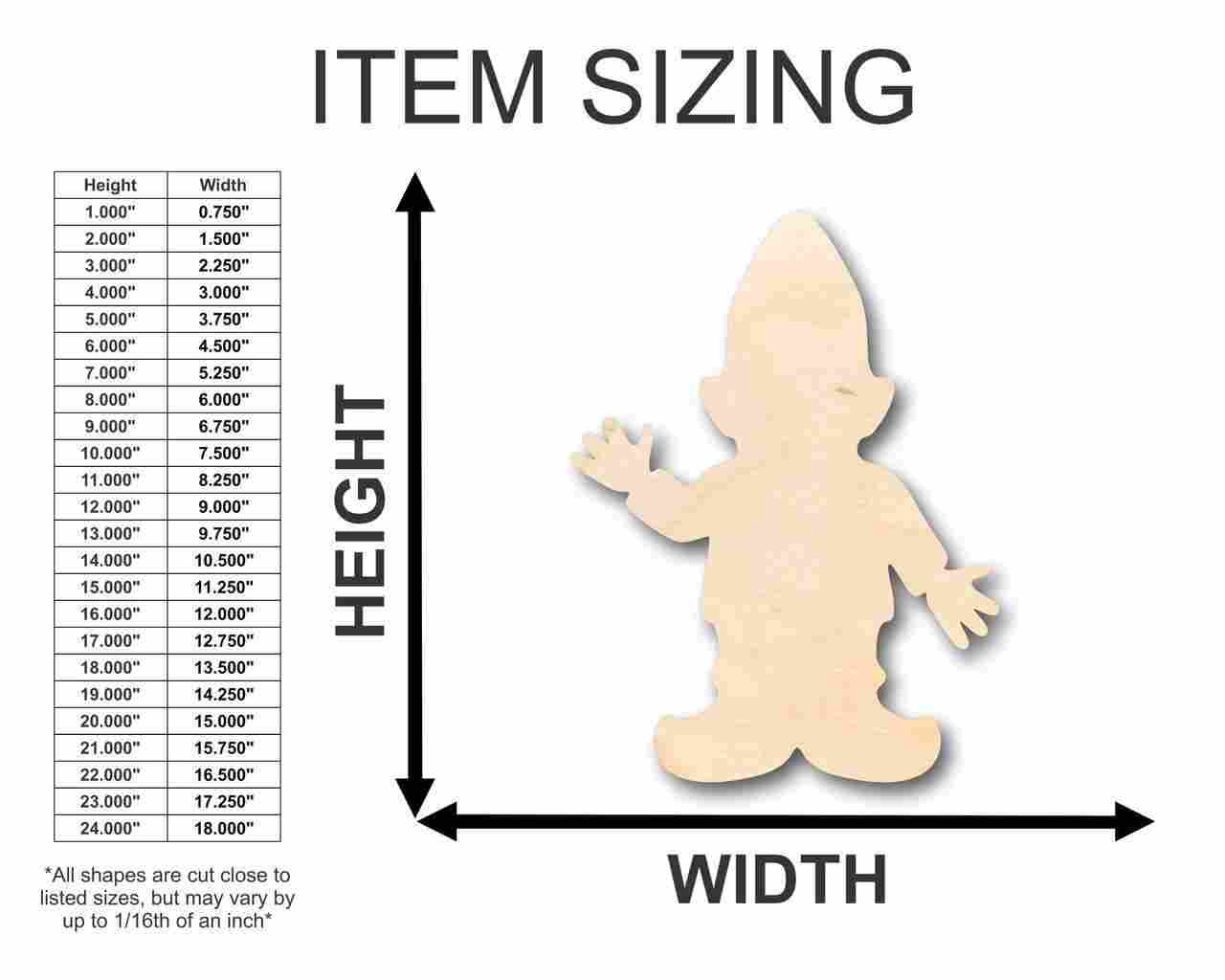 Unfinished Wood Gnome Shape - Garden - Mythical - Craft - up to 46" DIY