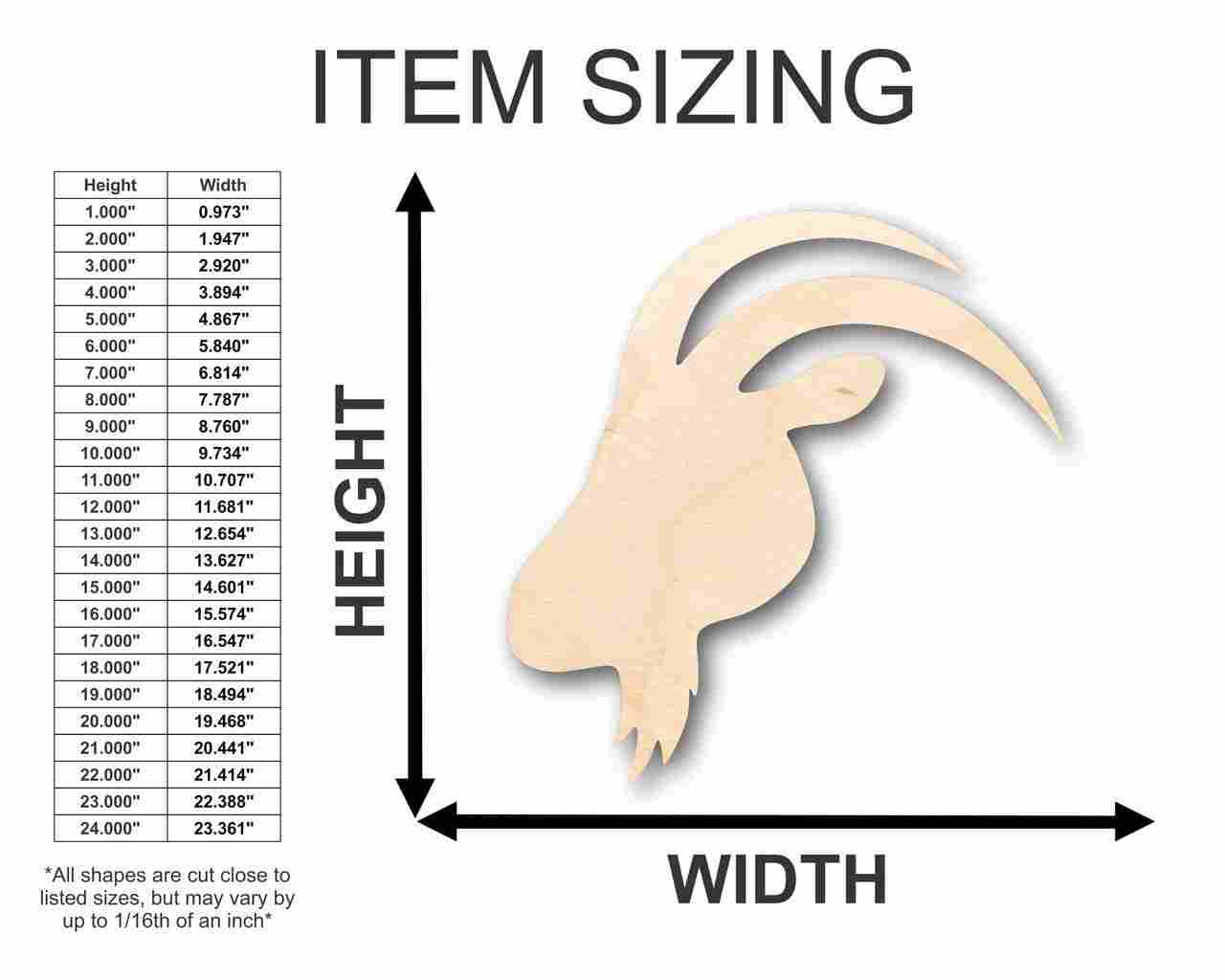 Unfinished Wood Goat Head Shape - Farm Animal - Craft - up to 46" DIY