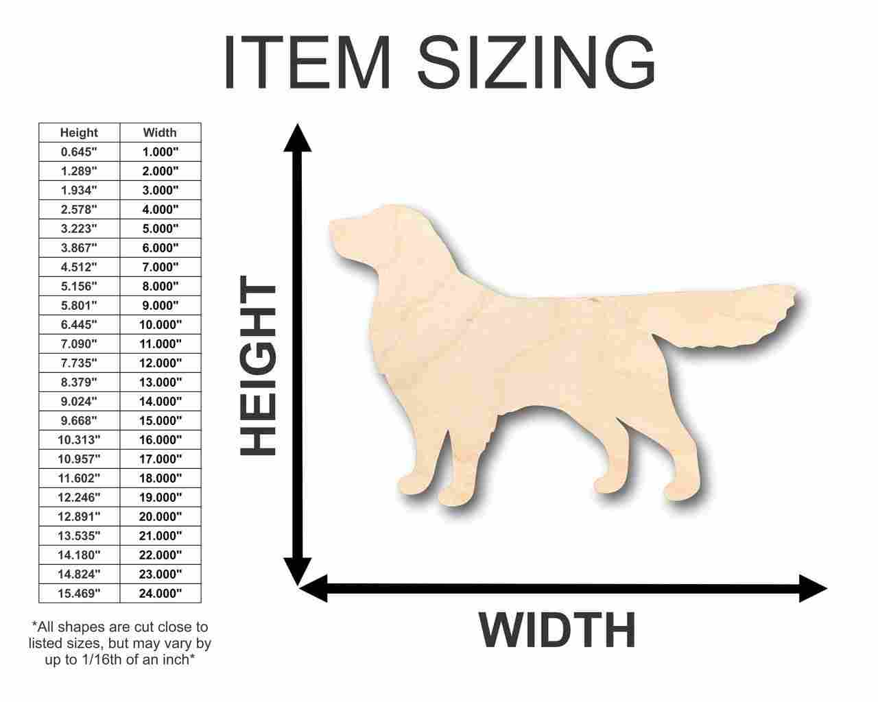Unfinished Wood Golden Retriever Dog Shape - Animal - Pet - Craft - up to 46" DIY
