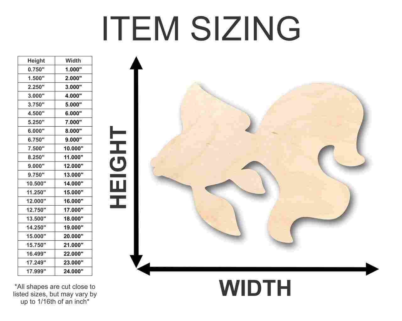 Unfinished Wood Goldfish Shape - Pet - Ocean - Craft - up to 46" DIY