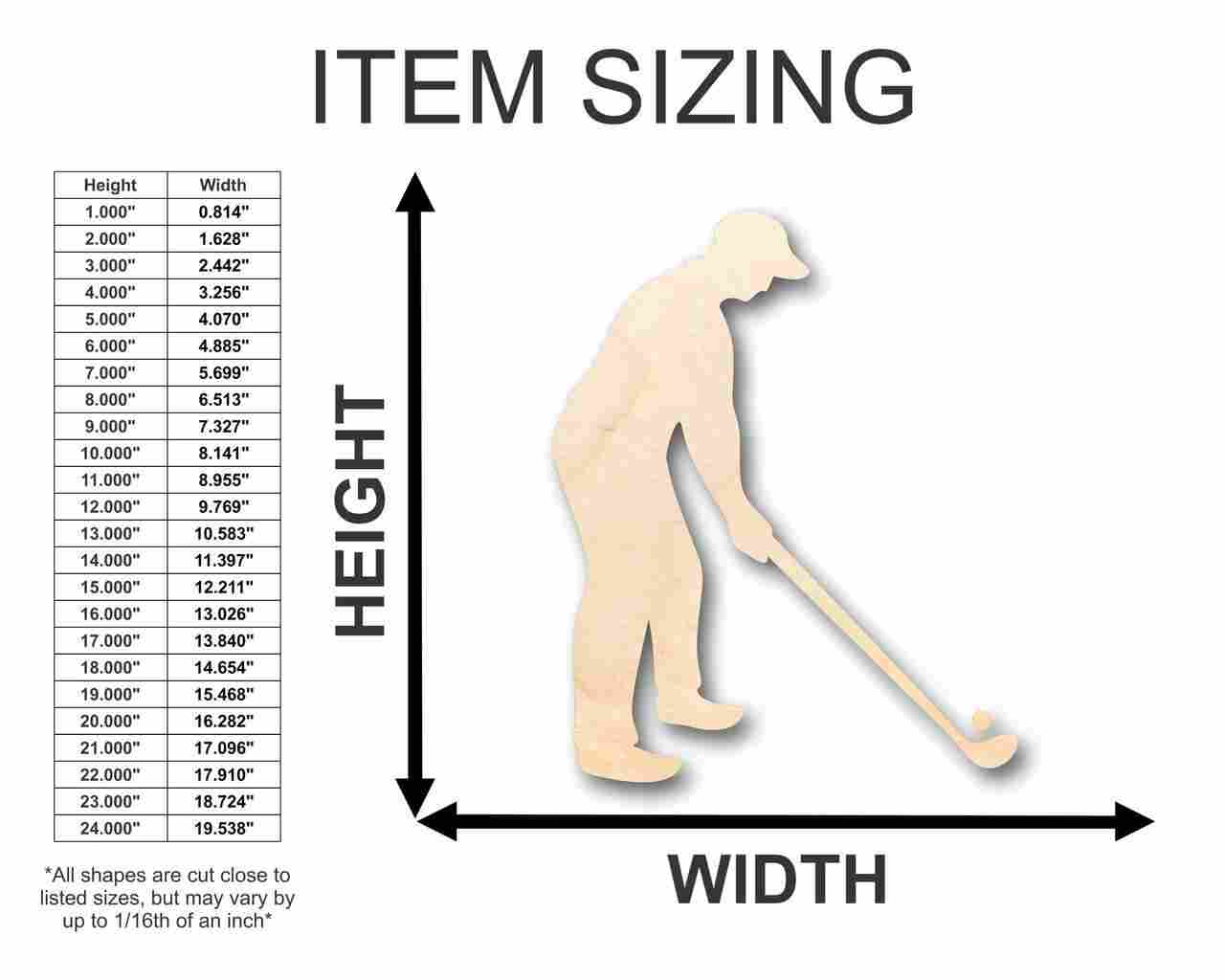 Unfinished Wood Golfer Shape - Sporting - Craft - up to 46" DIY