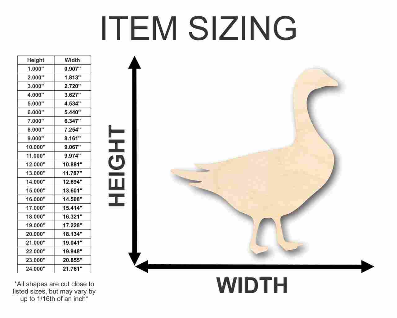 Unfinished Wood Goose Shape - Animal - Wildlife - Craft - up to 46" DIY