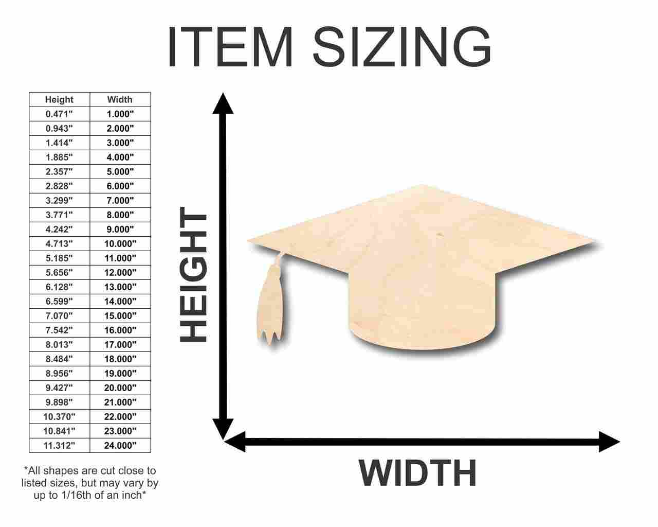 Unfinished Wood Graduation Cap Shape - Craft - up to 46" DIY