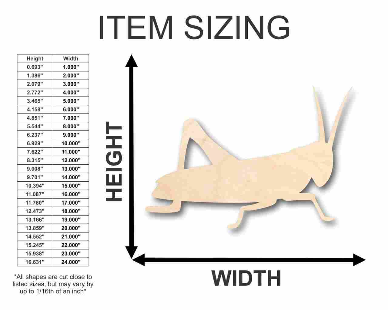 Unfinished Wood Grasshopper Shape - Insect - Wildlife - Craft - up to 46" DIY