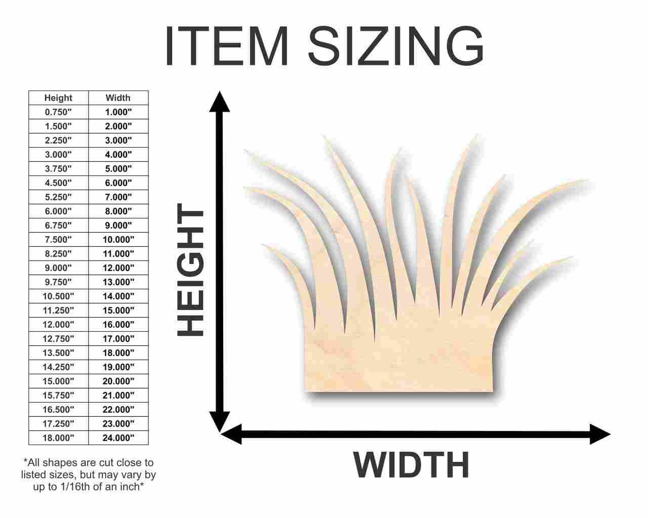 Unfinished Wood Grass Shape - Plants - Craft - up to 46" DIY