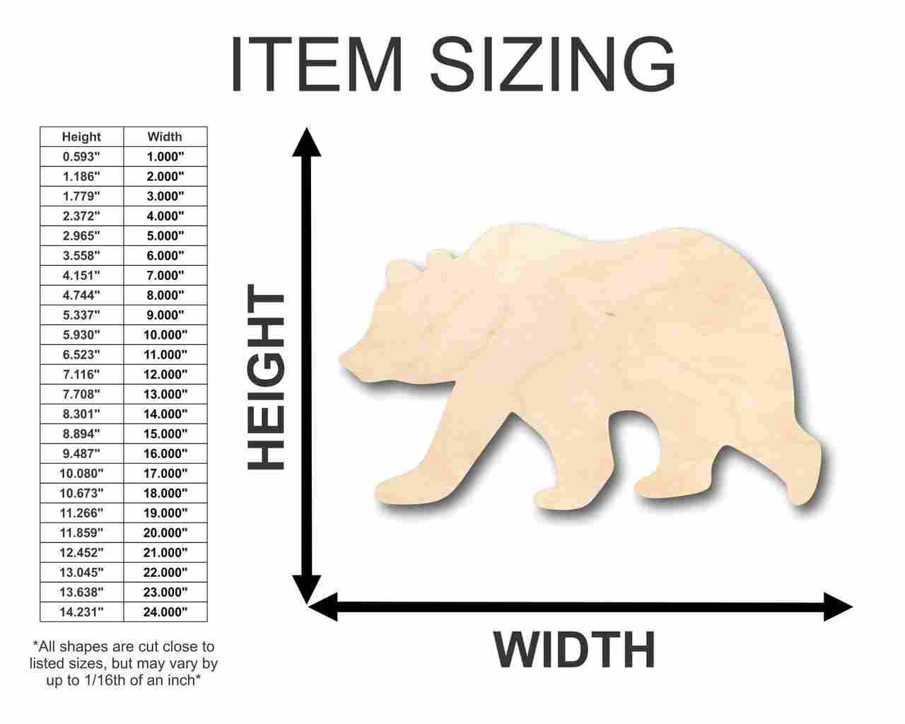 Unfinished Wood Grizzly Bear Shape - Animal - Craft - up to 46" DIY