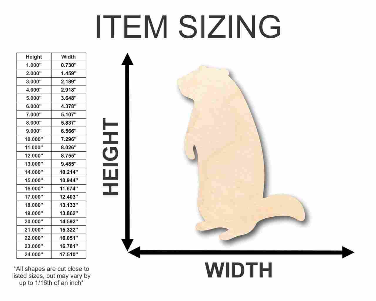 Unfinished Wood Groundhog Shape - Groundhog's Day - Animal - Craft - up to 46" DIY