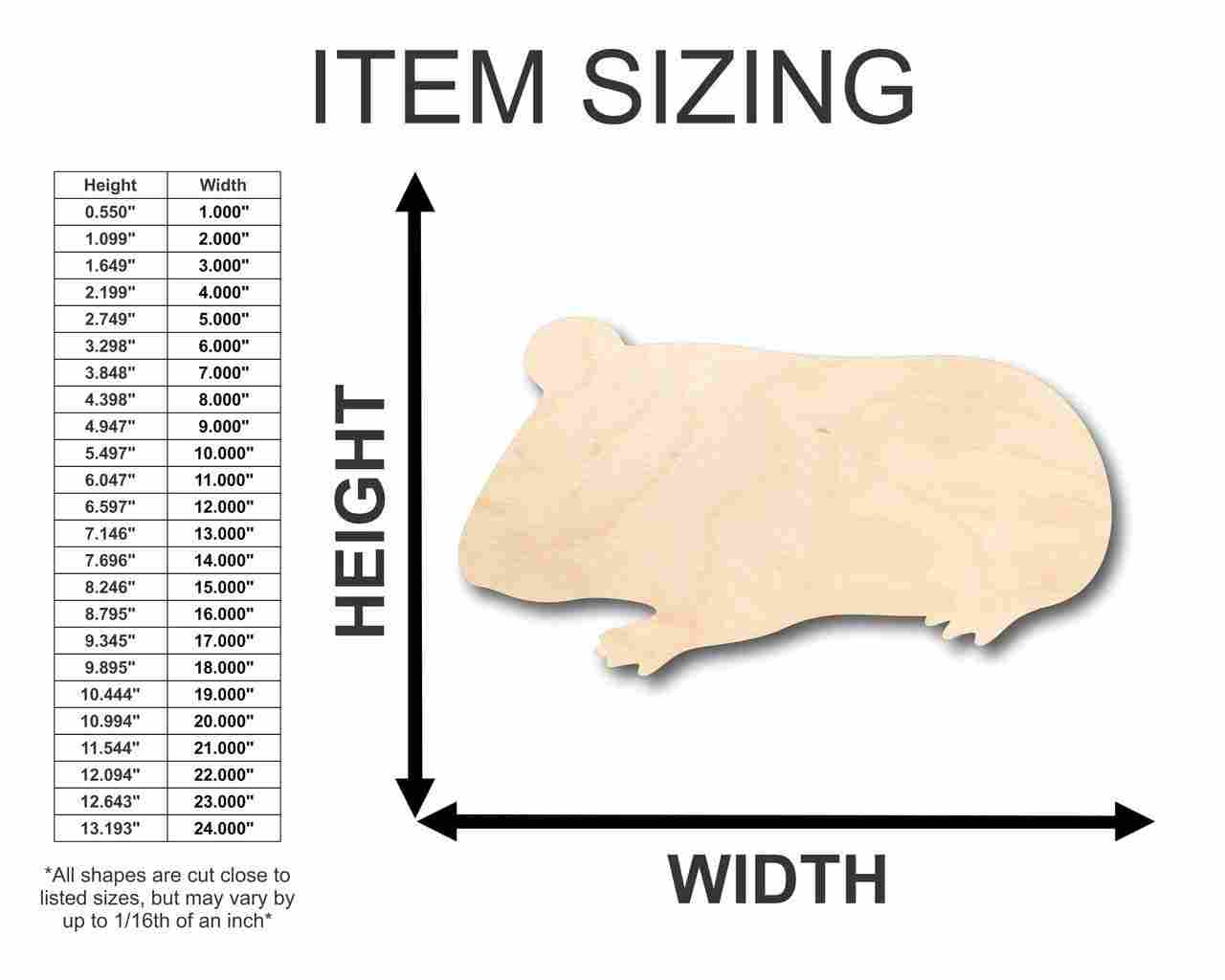 Unfinished Wood Guinea Pig Shape - Animal - Pet - Craft - up to 46" DIY