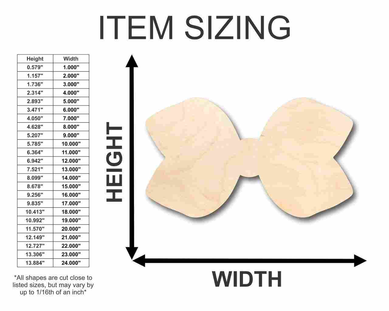 Unfinished Wood Hair Bow Shape - Craft - up to 46" DIY
