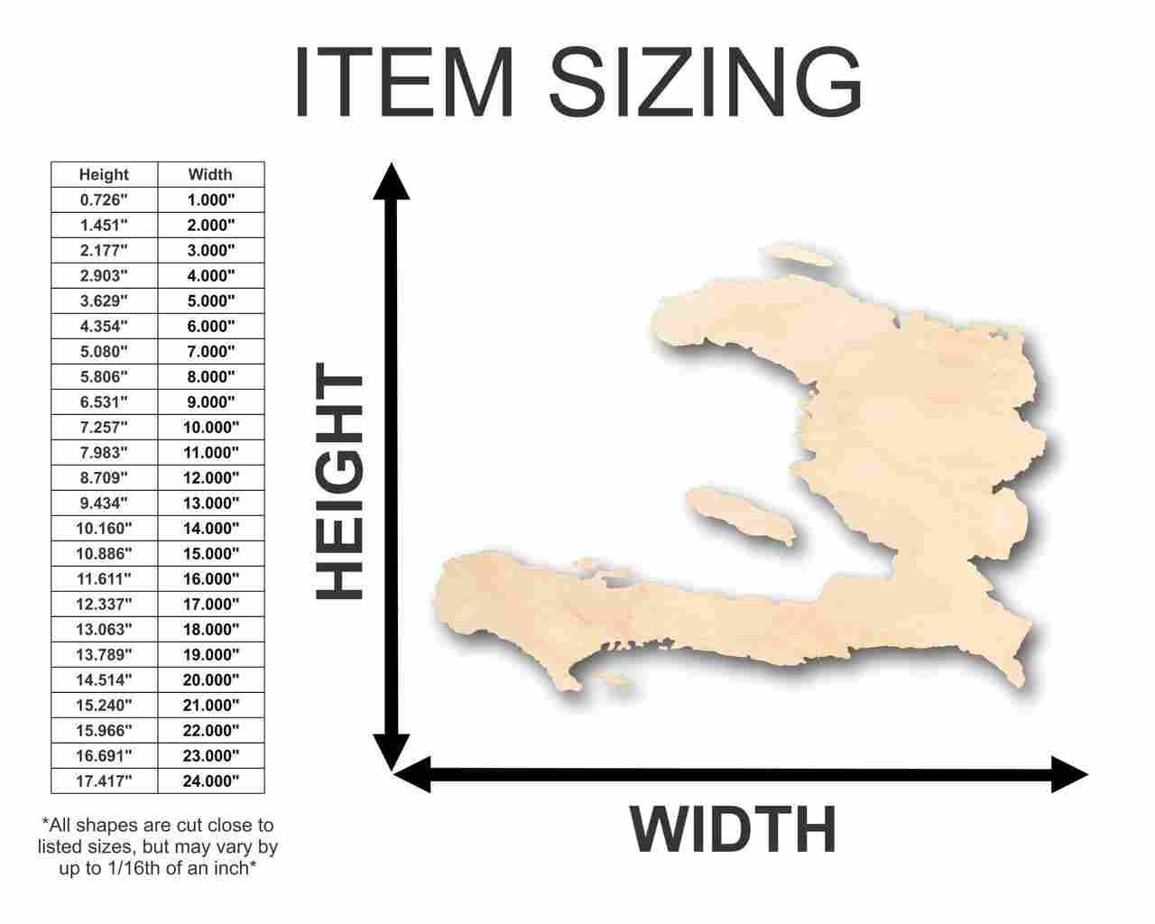 Unfinished Wood Haiti Shape - Country - Craft - up to 46" DIY