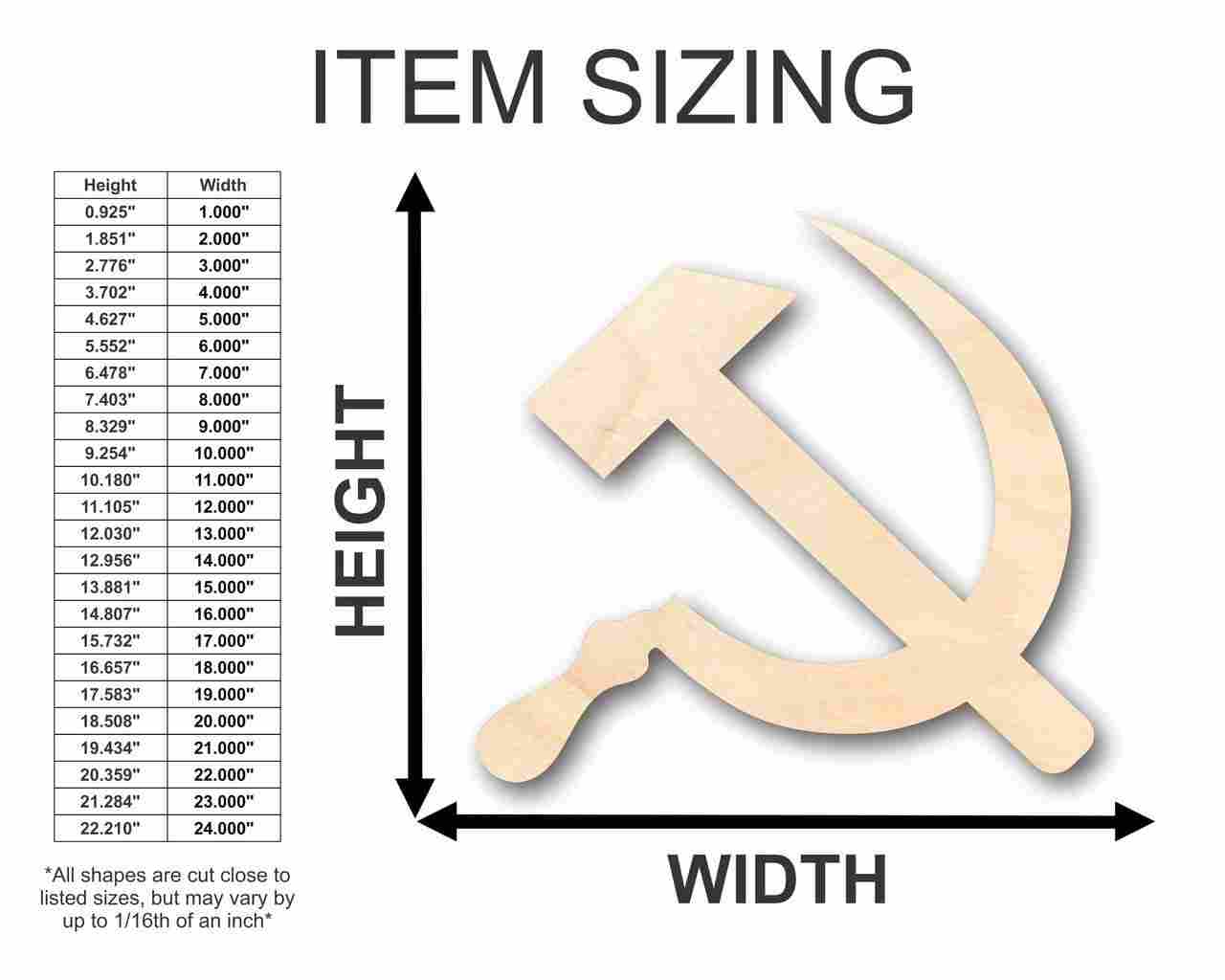 Unfinished Wood Hammer Sickle Shape - Soviet - Communism - Craft - up to 46" DIY