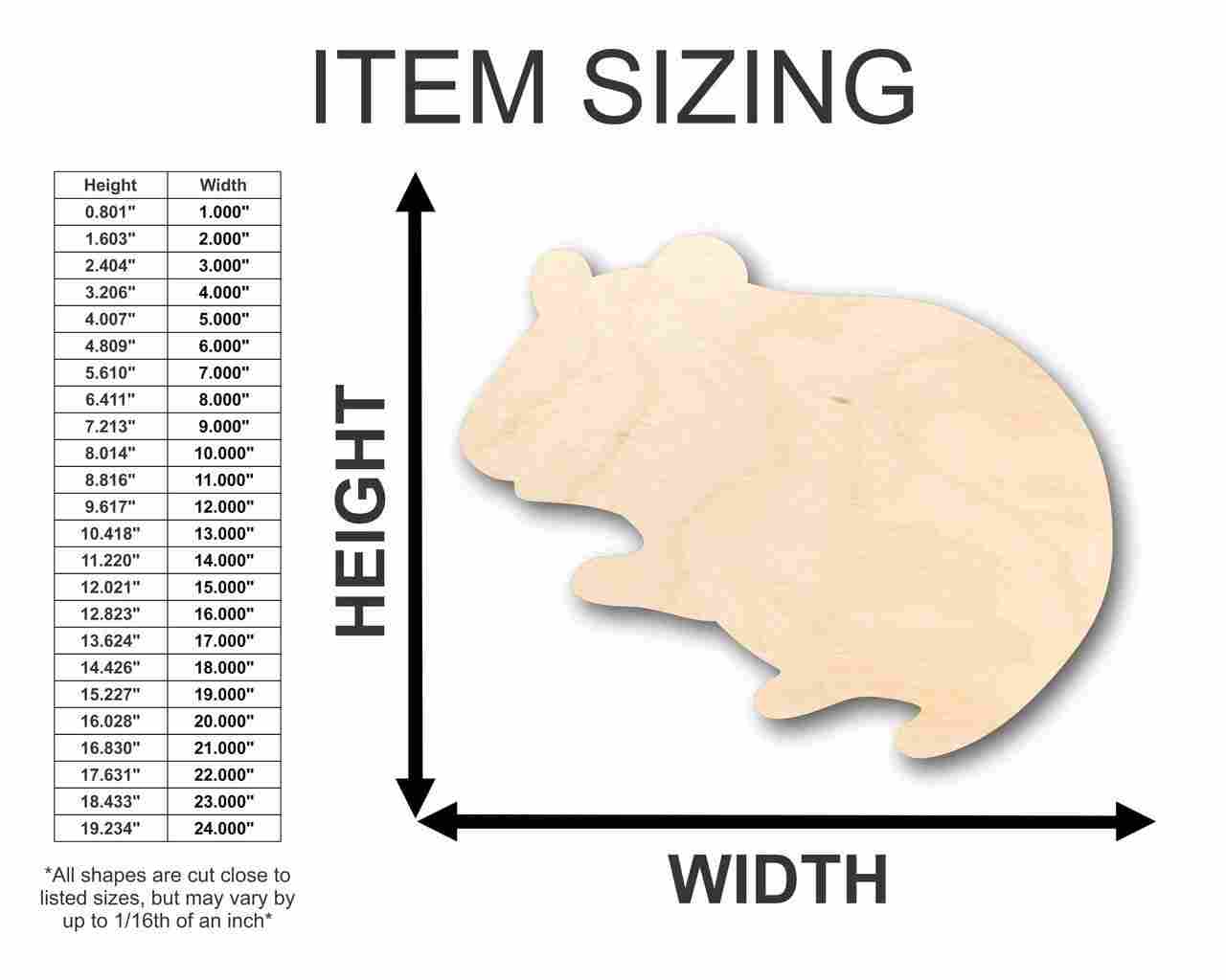 Unfinished Wood Hamster Shape - Animal - Pet - Craft - up to 46" DIY
