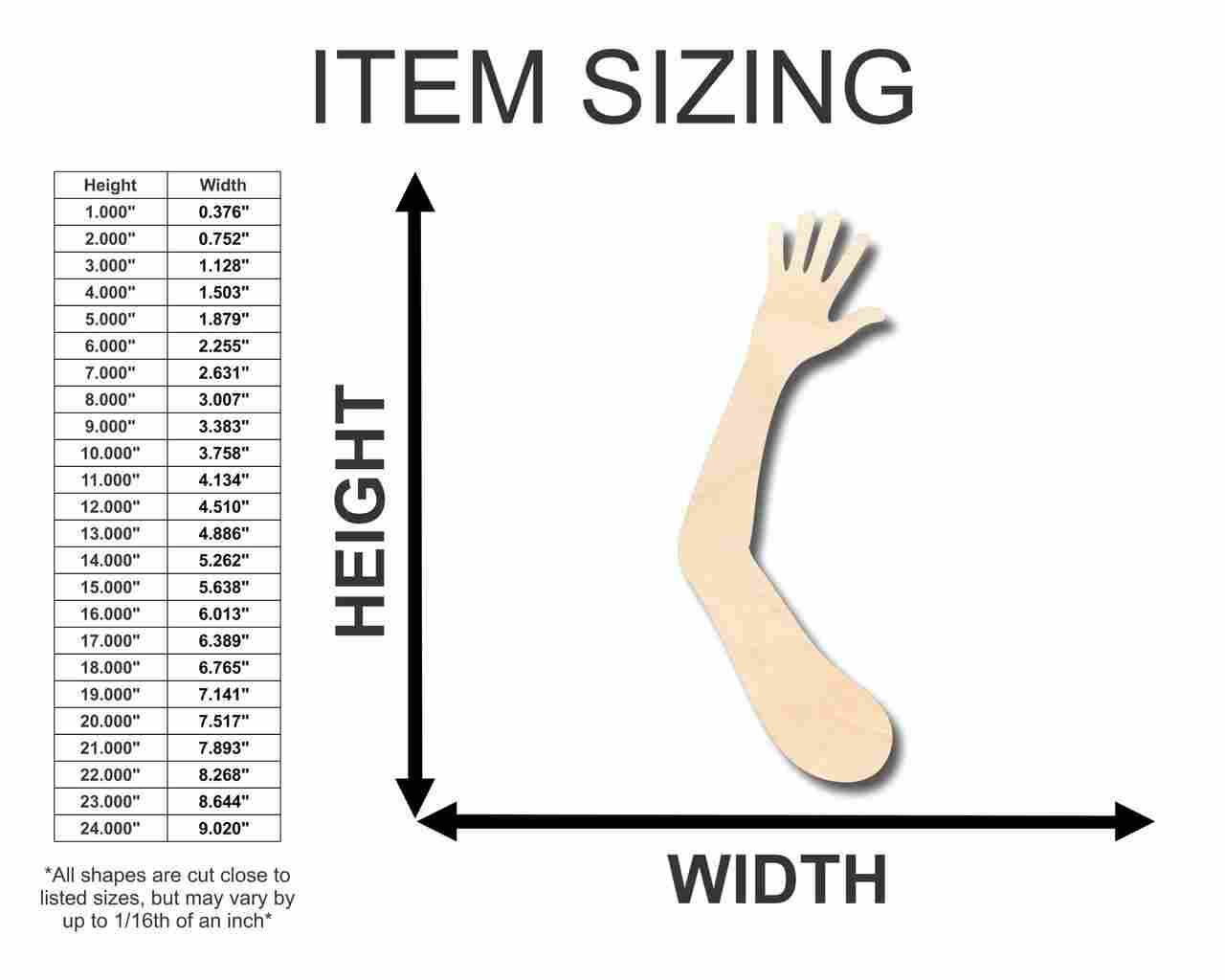 Unfinished Wood Hand and Arm Shape - Craft - up to 46" DIY