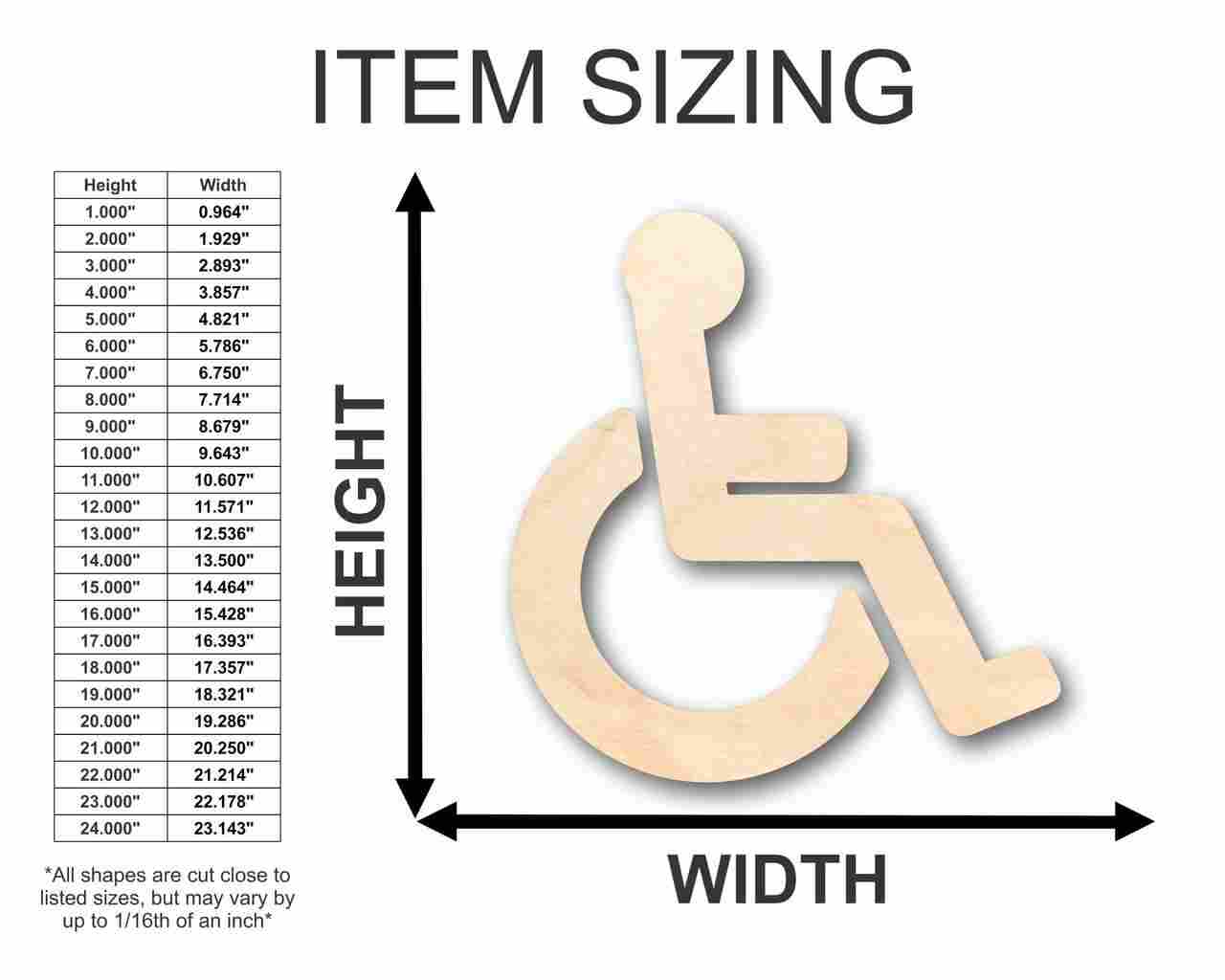 Unfinished Wood Handicap Symbol Shape - (2 Piece) Craft - up to 46" DIY