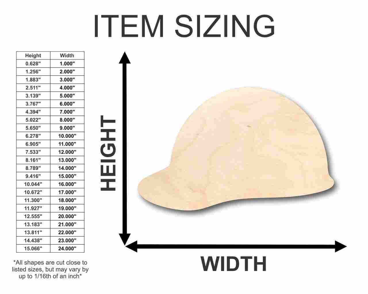 Unfinished Wood Hard Hat Shape - Construction - Tool - Craft - up to 46" DIY