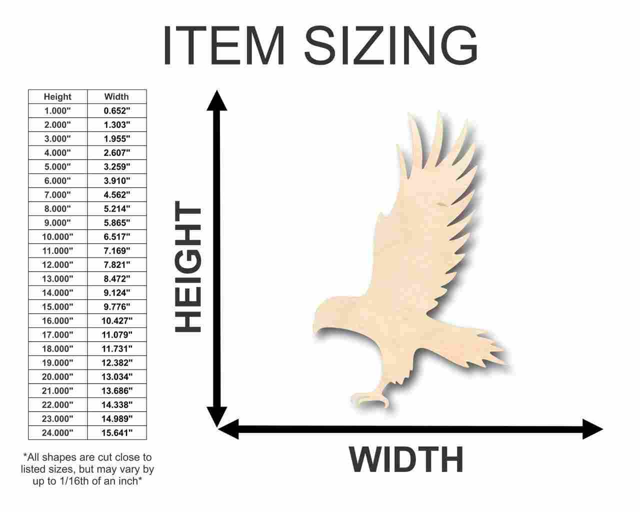 Unfinished Wood Hawk Shape - Animal - Wildlife - Craft - up to 46" DIY