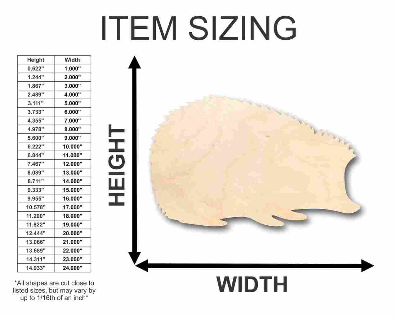 Unfinished Wood Hedgehog Shape - Animal - Wildlife - Craft - up to 46" DIY