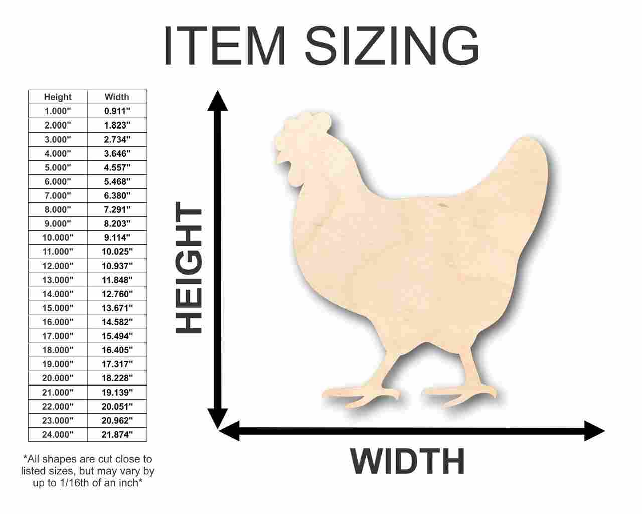 Unfinished Wood Hen Chicken Shape - Farm Animal - Craft - up to 46" DIY