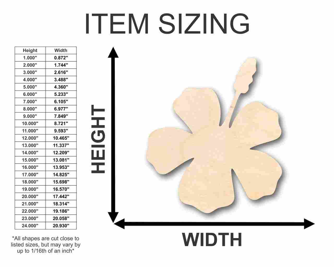Unfinished Wood Hibiscus Shape - Spring - Flower - Craft - up to 46" DIY