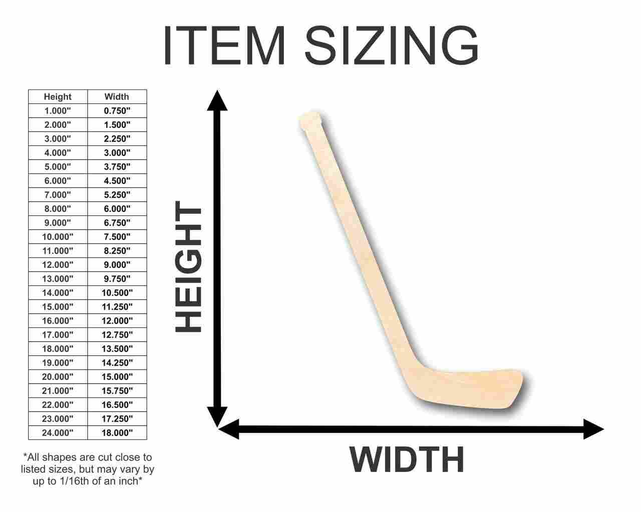 Unfinished Wood Hockey Stick Shape - Sporting - Craft - up to 46" DIY