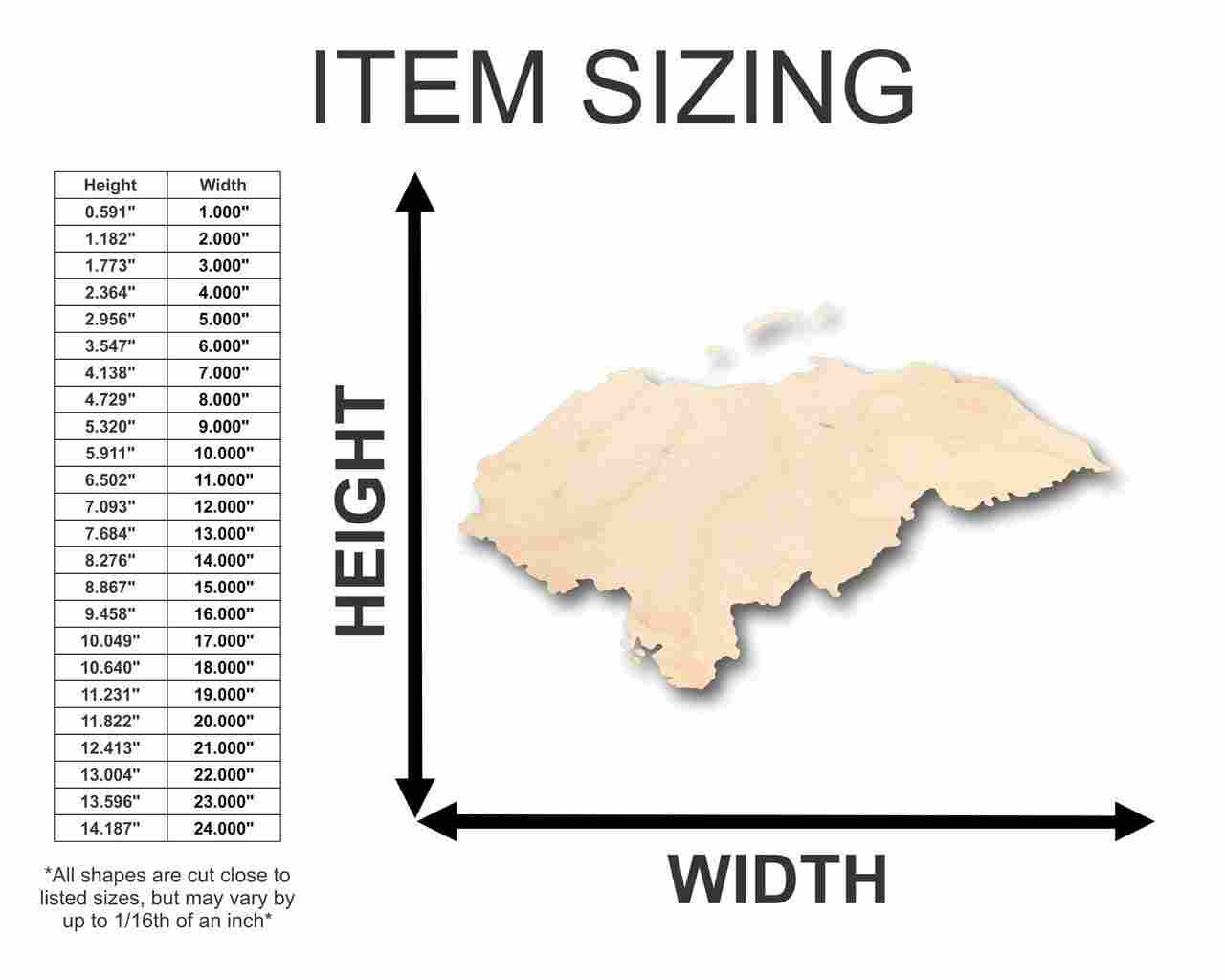 Unfinished Wood Honduras Shape - Country - Craft - up to 46" DIY