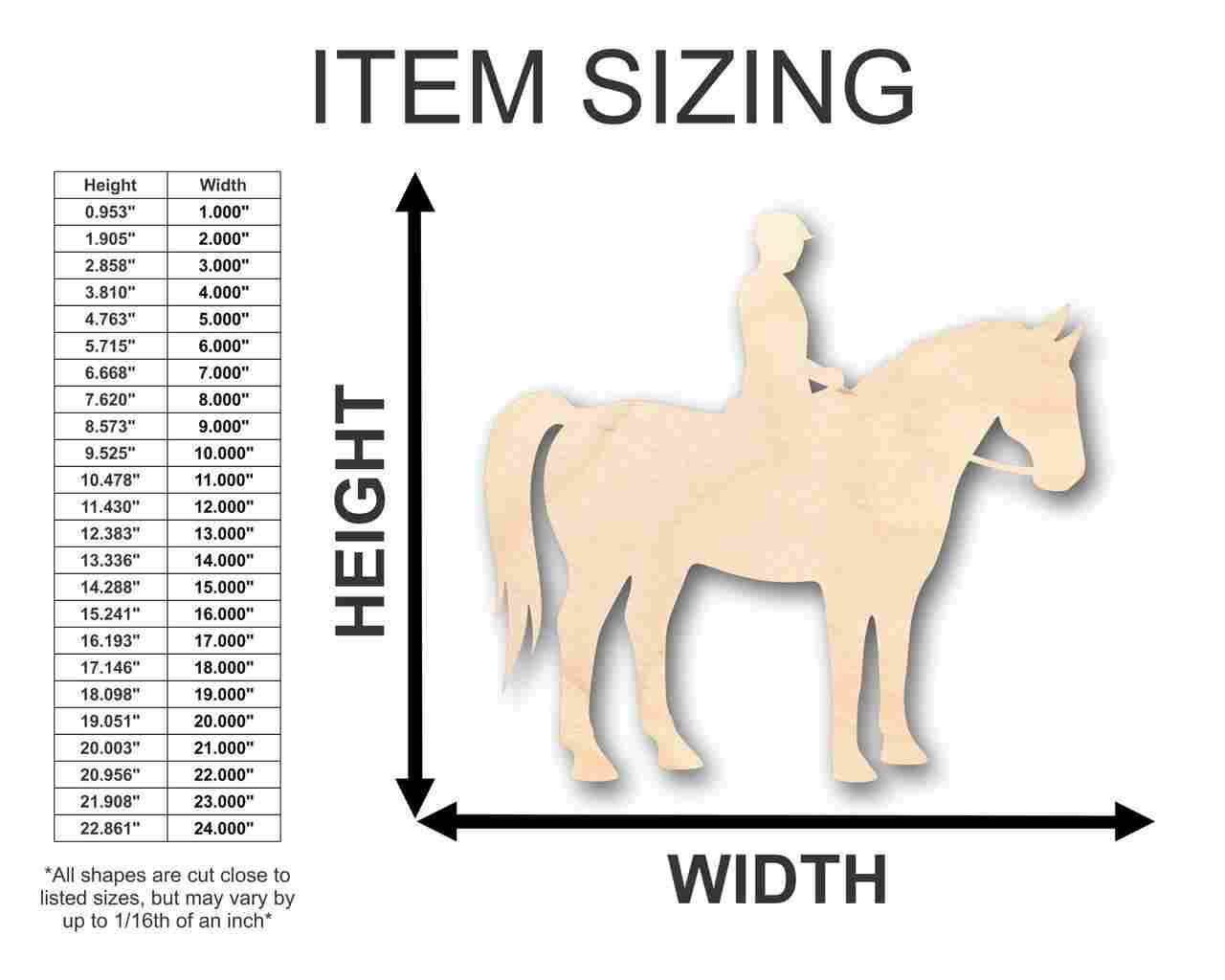 Unfinished Wood Horse Riding Shape - Sport - Animal - Craft - up to 46" DIY