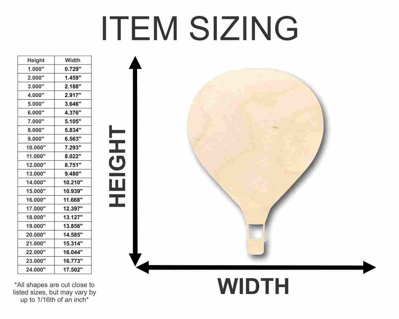 Unfinished Wood Hot Air Balloon Shape - Craft - up to 46" DIY