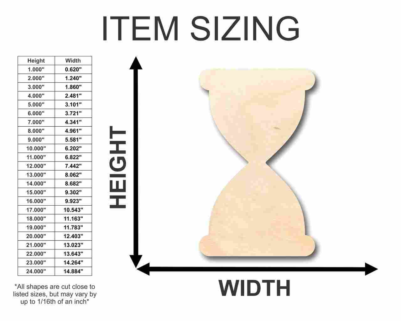 Unfinished Wood Hourglass Shape - Craft - up to 46" DIY