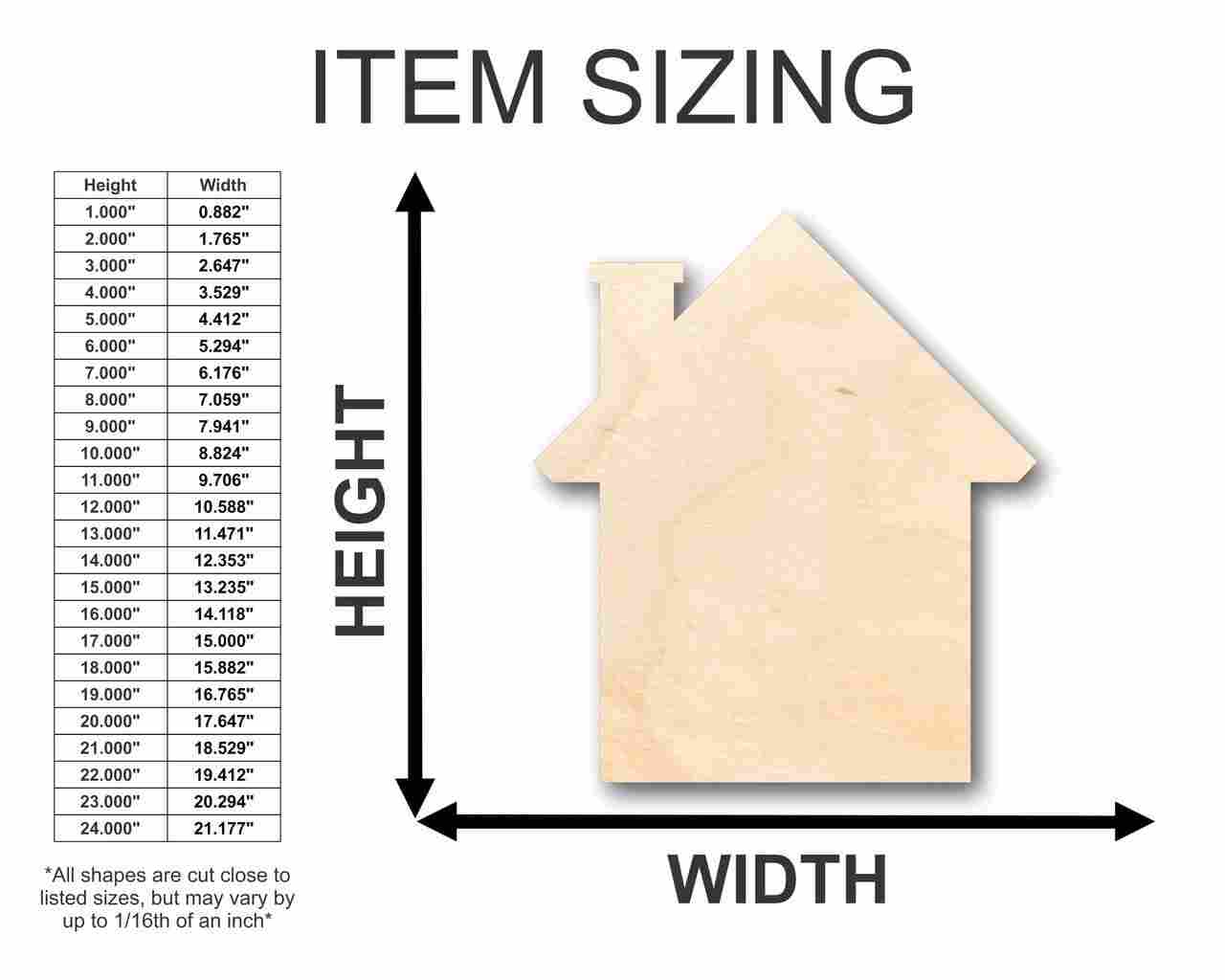 Unfinished Wood House Shape - Craft - up to 46" DIY