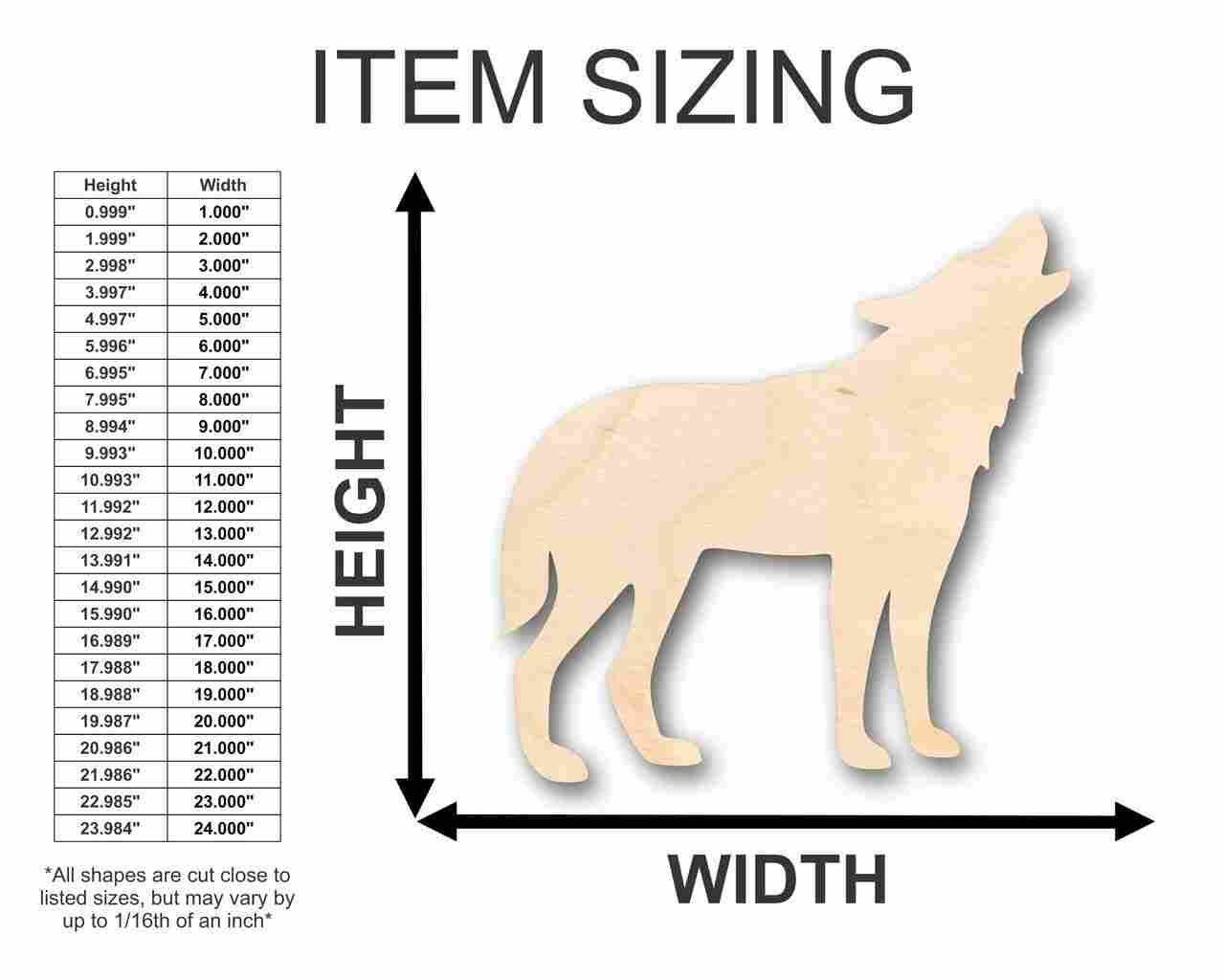 Unfinished Wood Howling Wolf Shape - Animal - Wildlife - Craft - up to 46" DIY