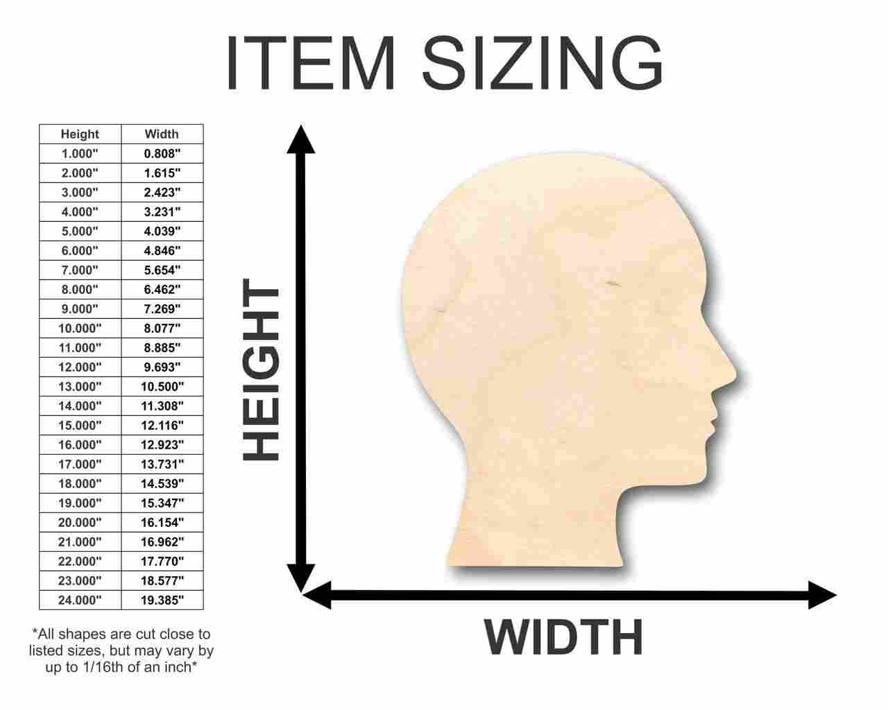 Unfinished Wood Human Head Shape - Craft - up to 46" DIY