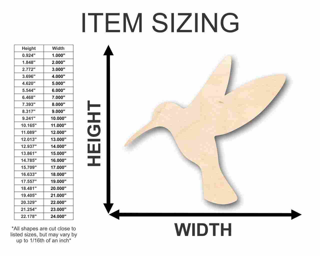 Unfinished Wood Hummingbird Shape - Bird Animal - Craft - up to 46" DIY