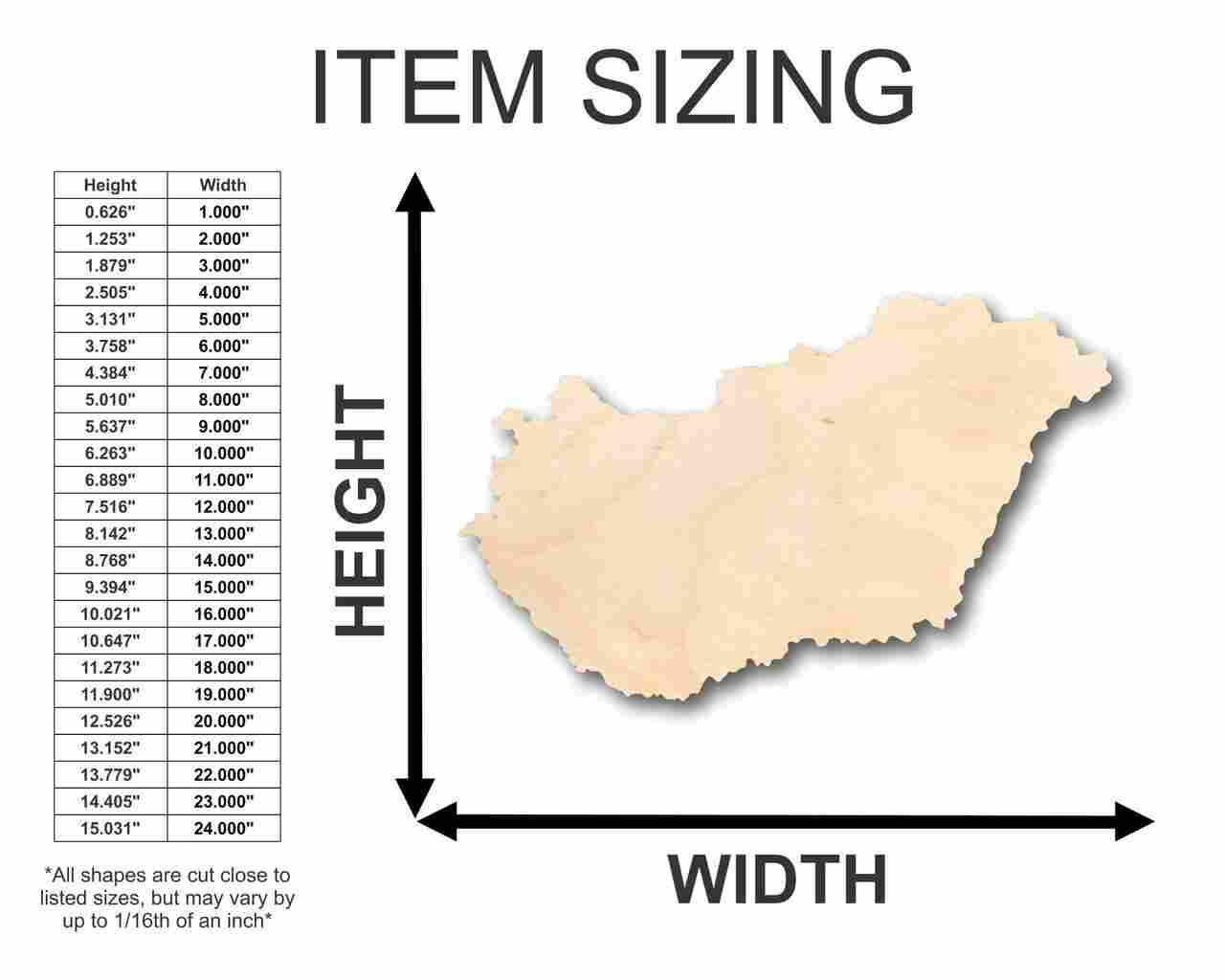 Unfinished Wood Hungary Shape - Country - Craft - up to 46" DIY