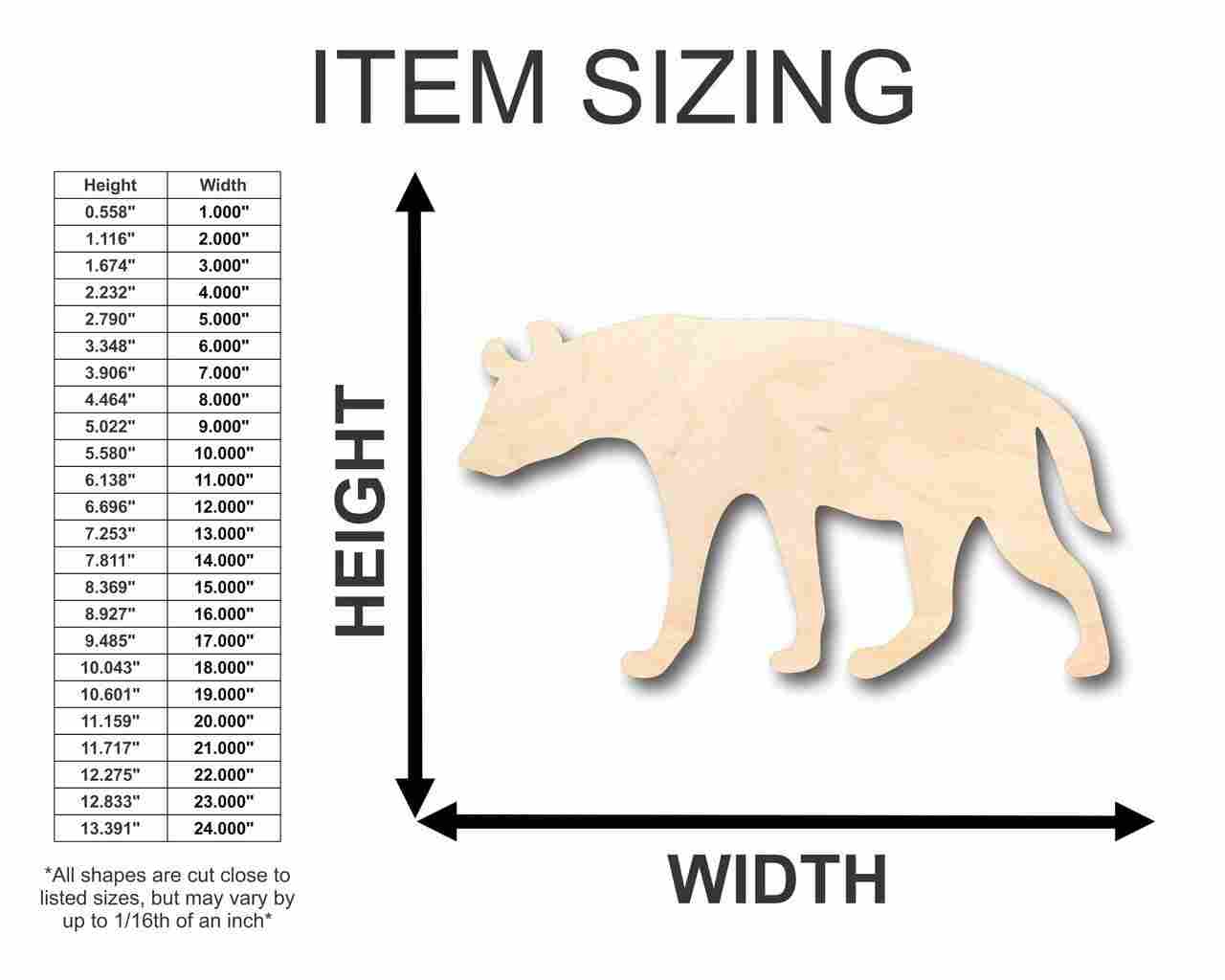 Unfinished Wood Hyena Shape - Animal - Wildlife - Craft - up to 46" DIY