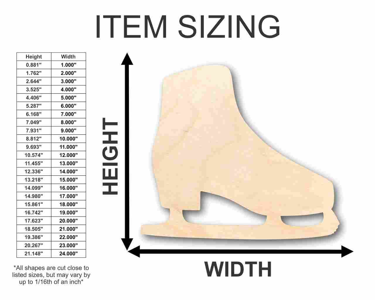 Unfinished Wood Ice Skate Shape - Winter - Craft - up to 46" DIY