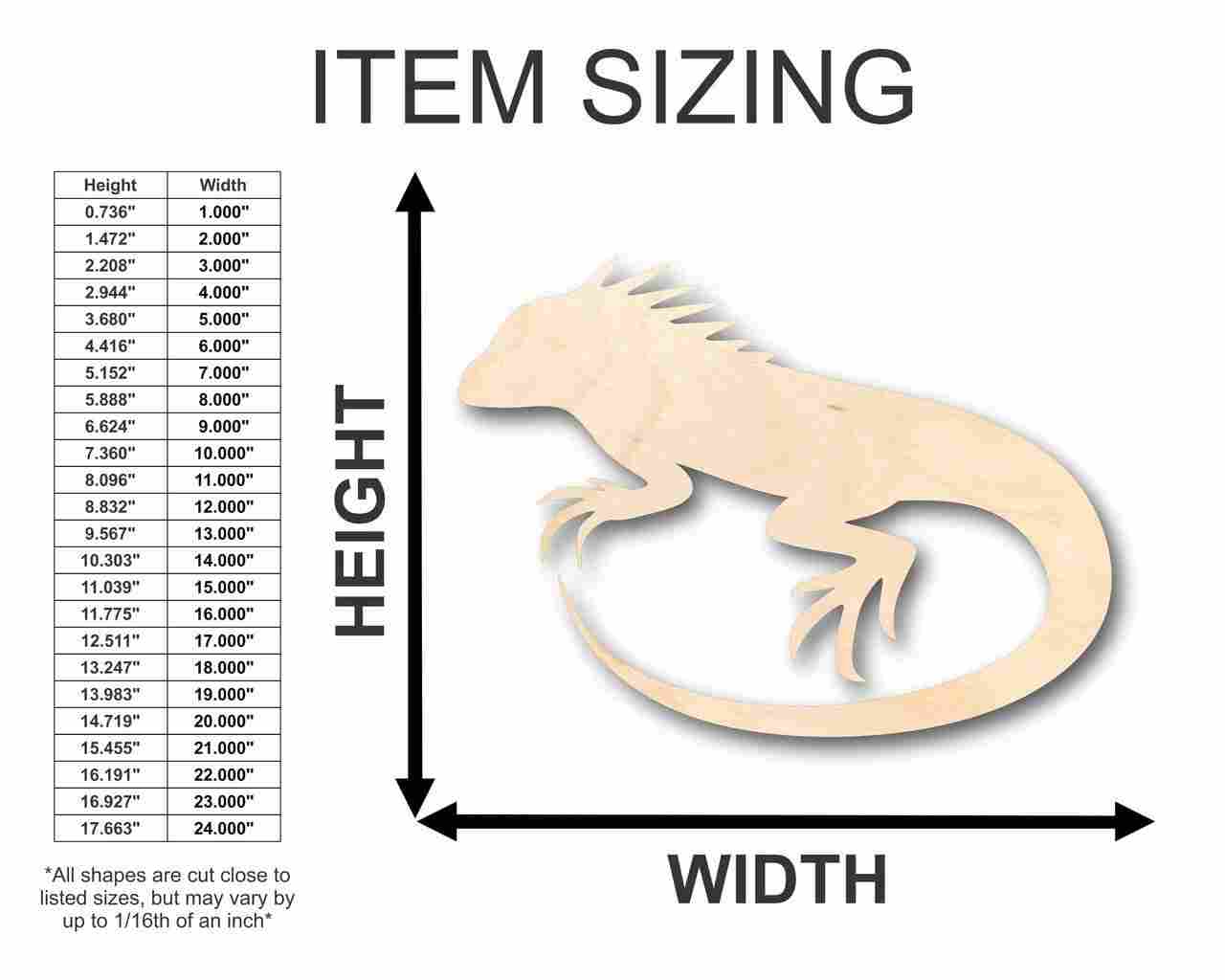 Unfinished Wood Iguana Shape - Reptile - Animal - Craft - up to 46" DIY