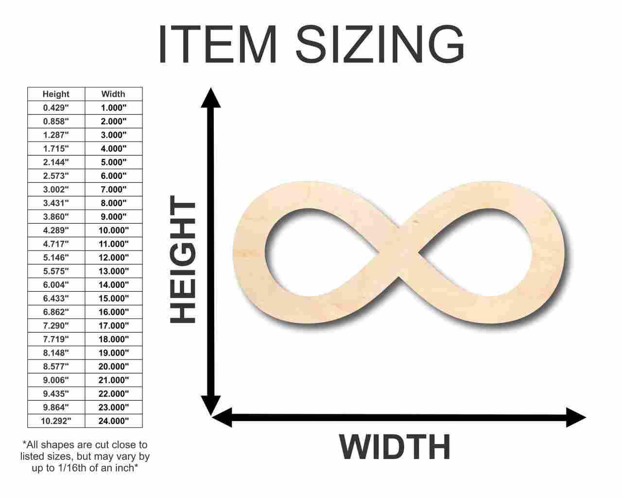 Unfinished Wood Infinity Symbol - Craft - up to 46" DIY