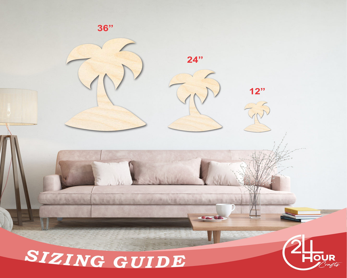 Unfinished Wood Island Palm Tree Shape - Craft - up to 46" DIY