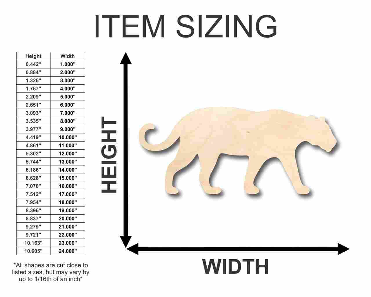 Unfinished Wood Jaguar Shape - Animal - Wildlife - Craft - up to 46" DIY