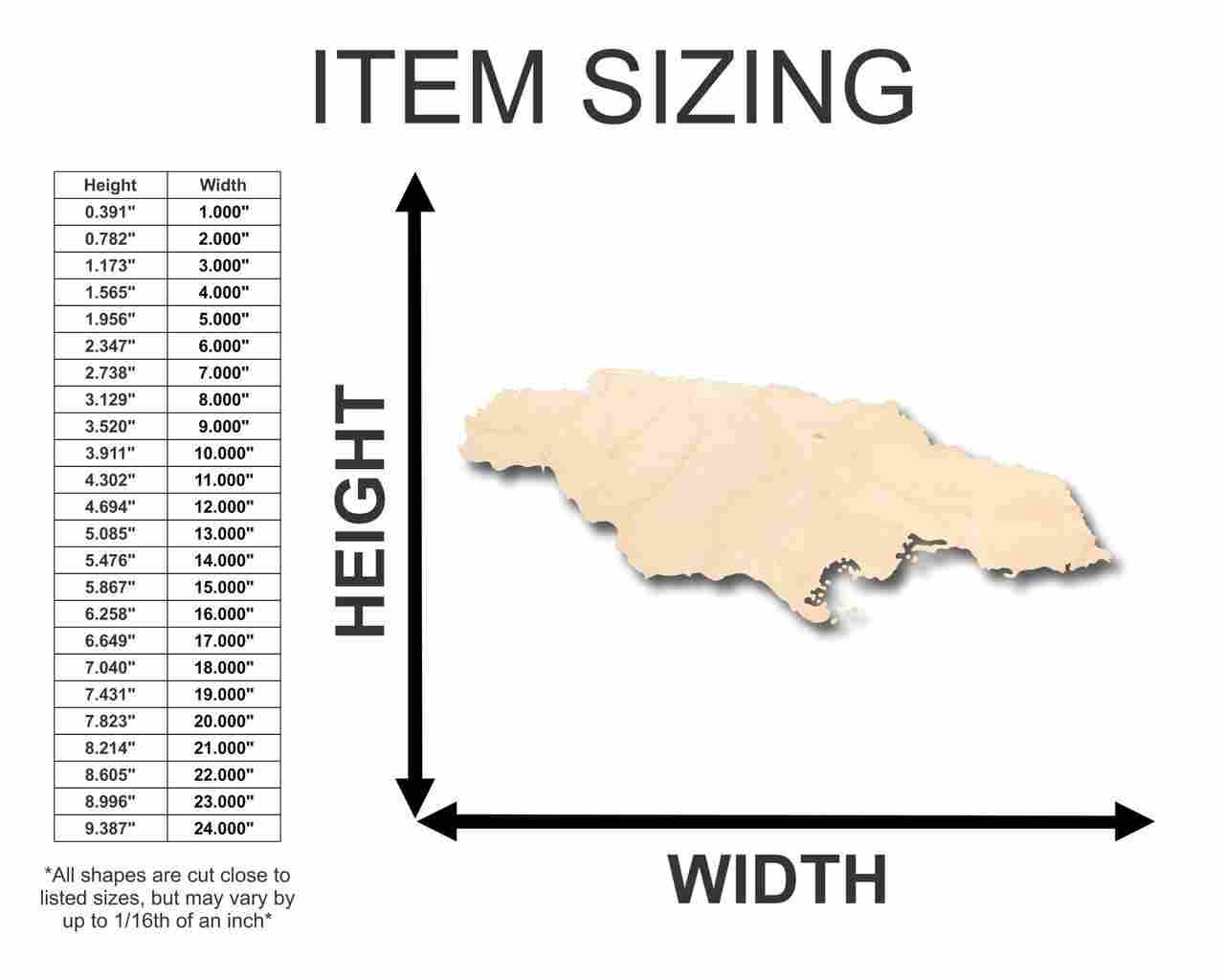 Unfinished Wood Jamaica Shape - Country - Craft - up to 46" DIY