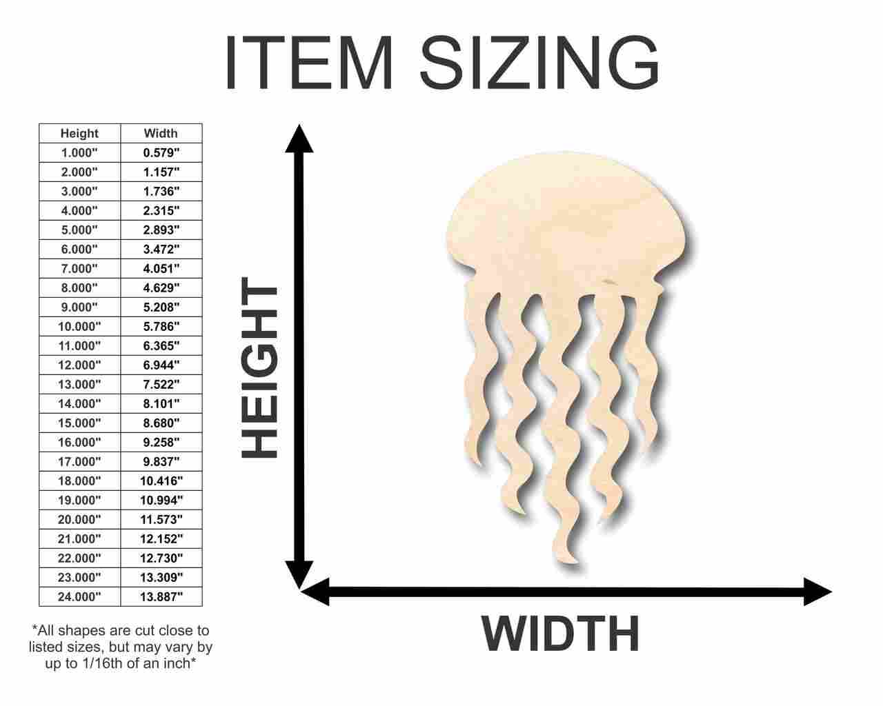 Unfinished Wood Jellyfish Shape - Ocean - Craft - up to 46" DIY