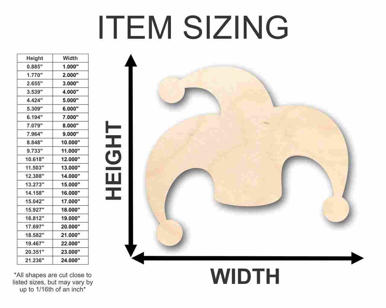 Unfinished Wood Jester Hat Shape - Joker - Craft - up to 46" DIY