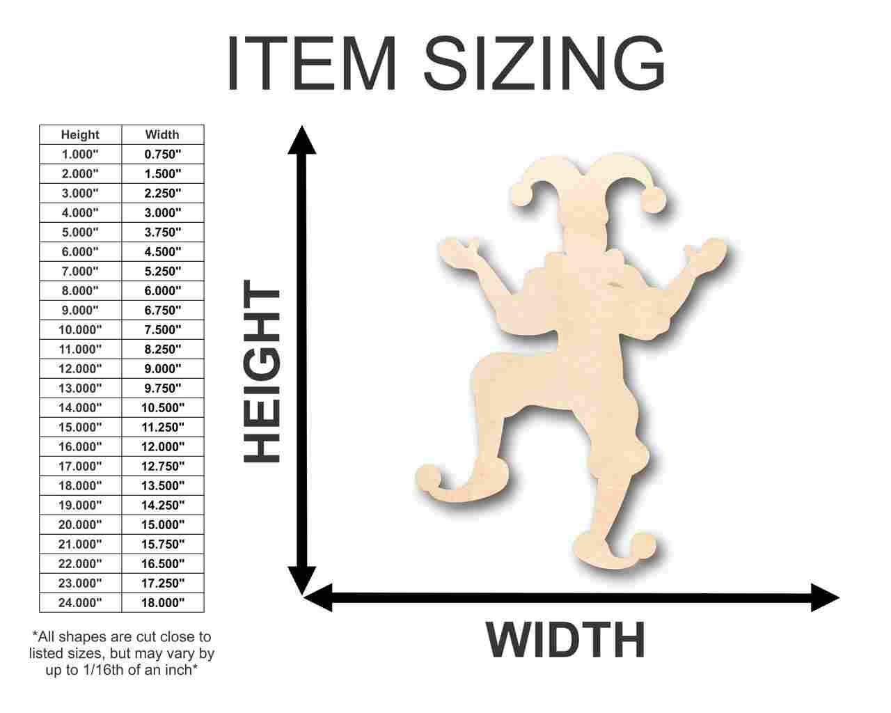 Unfinished Wood Jester Shape - Joker - Craft - up to 46" DIY