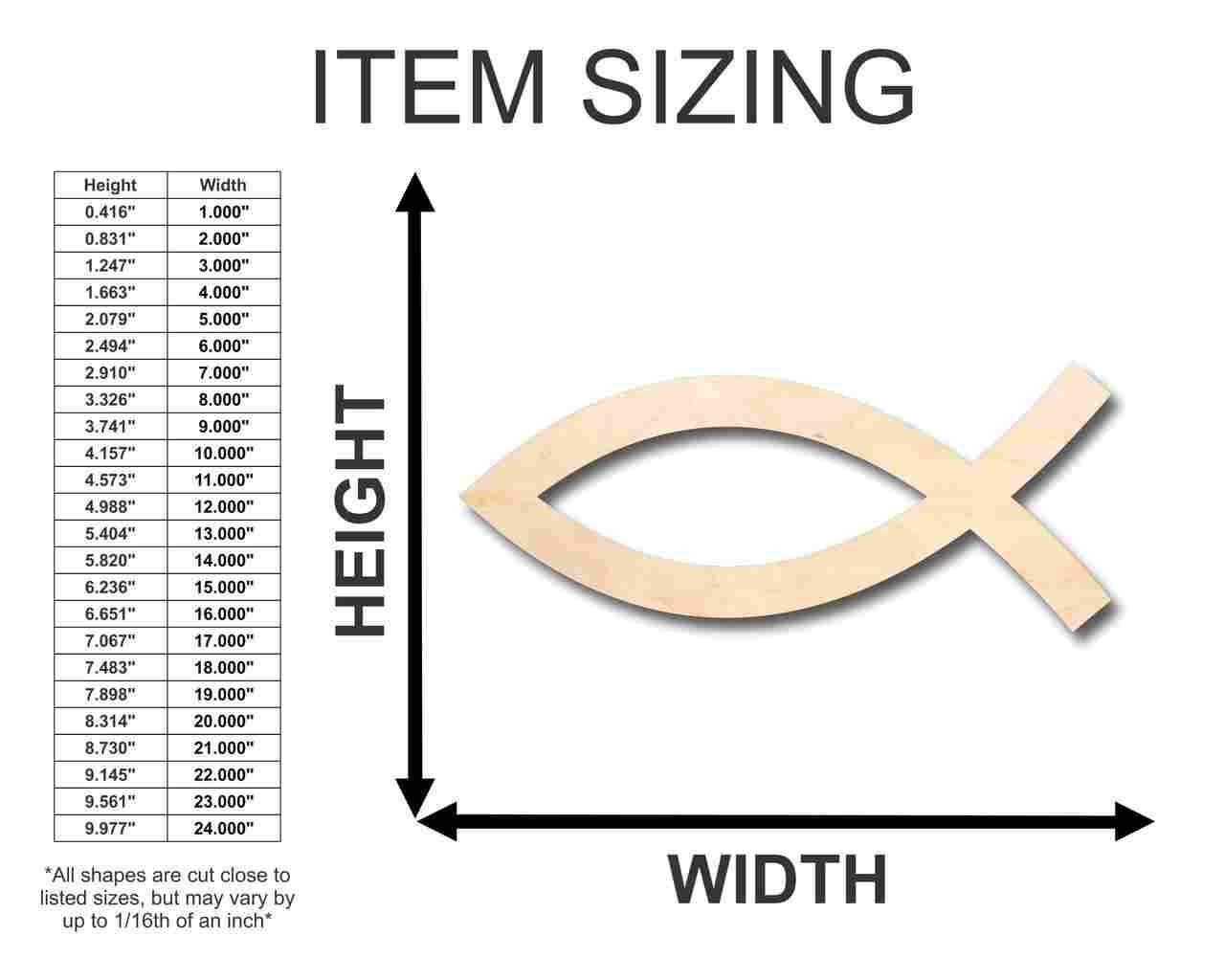 Unfinished Wood Jesus Fish Shape - Easter - Christian - Craft - up to 46" DIY