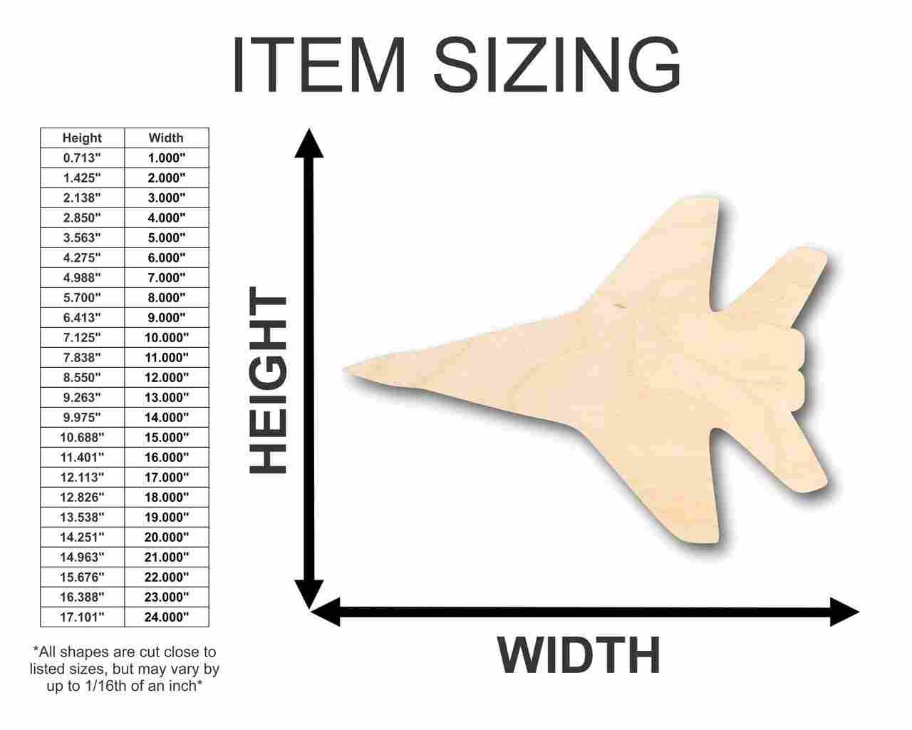 Unfinished Wood Fighter Jet Airplane Shape - Craft- up to 46" DIY