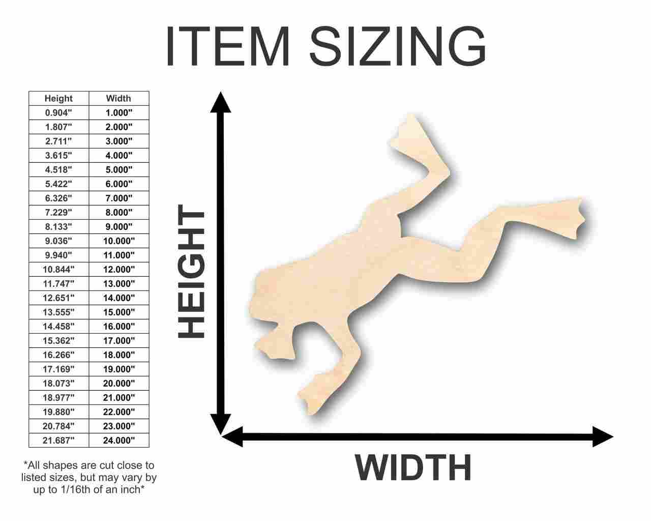 Unfinished Wood Jumping Frog Shape - Animal - Craft - up to 46" DIY