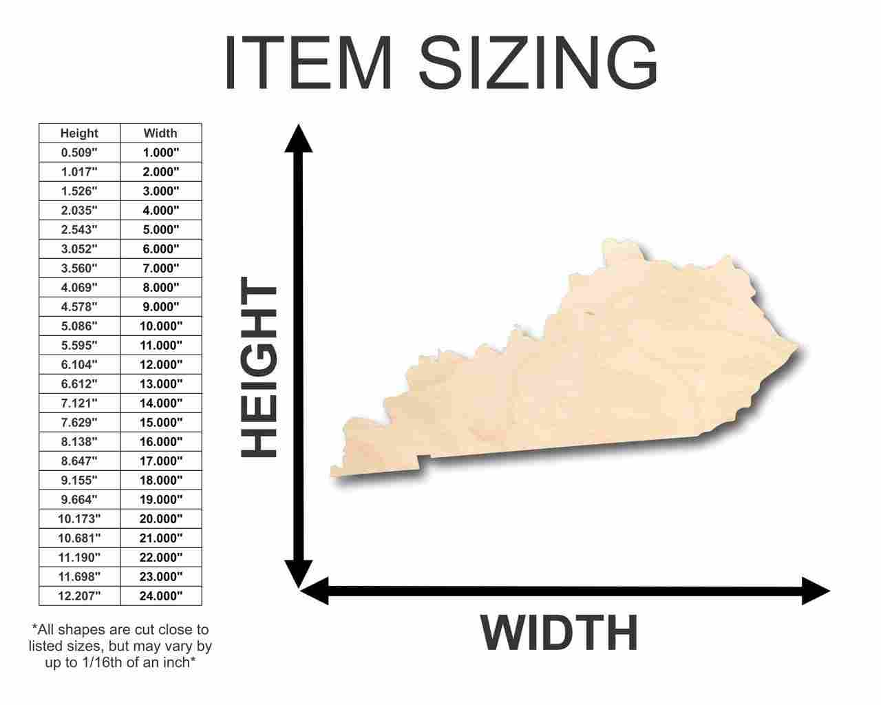 Unfinished Wood Kentucky Shape - State - Craft - up to 46" DIY
