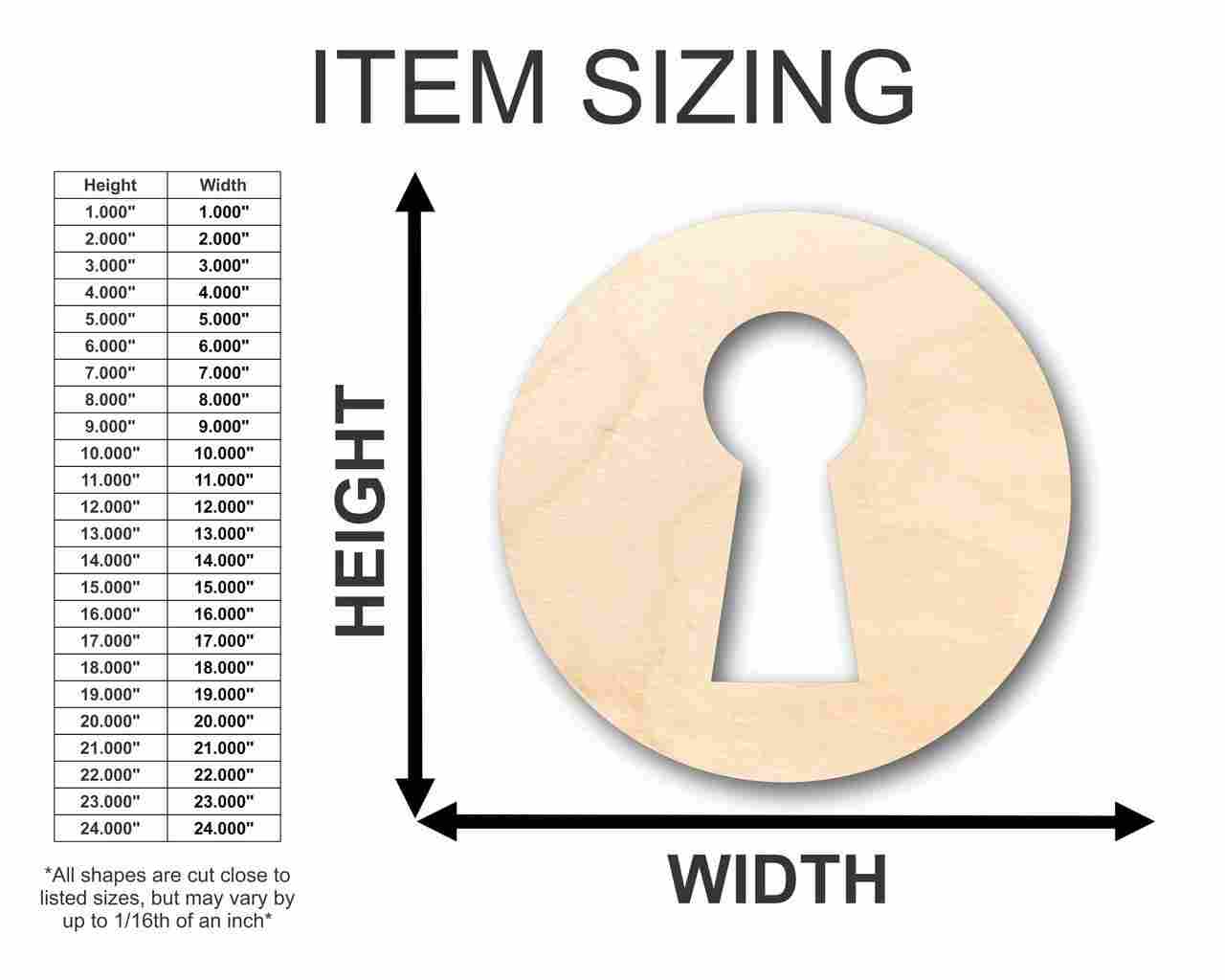 Unfinished Wood Key Hole Shape - Craft - up to 46" DIY