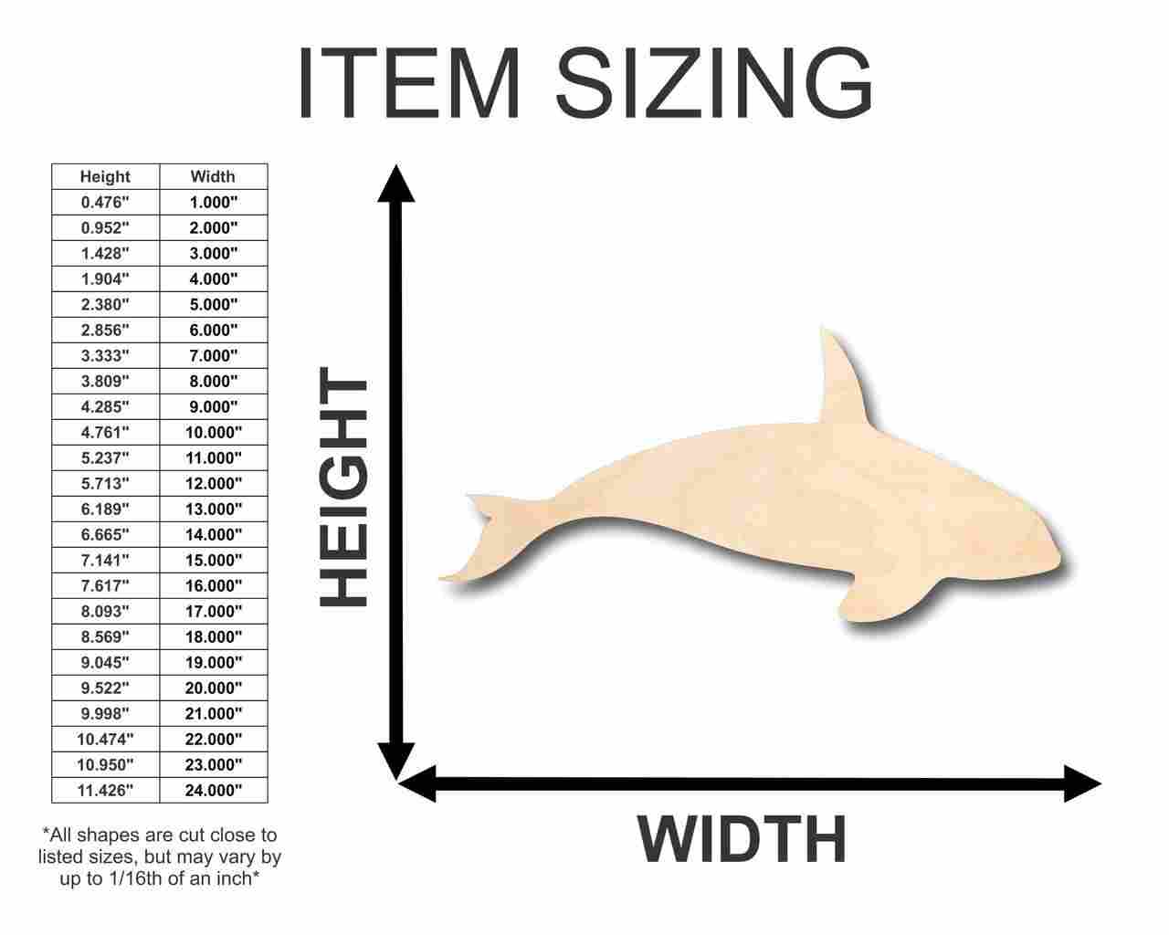 Unfinished Wood Killer Whale Shape - Ocean - Craft - up to 46" DIY