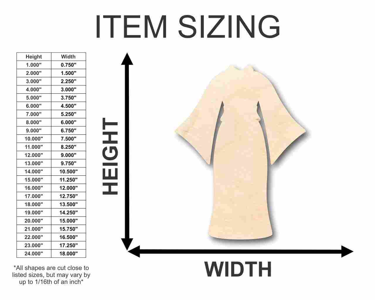 Unfinished Wood Japanese Kimono Shape - Craft - up to 46" DIY